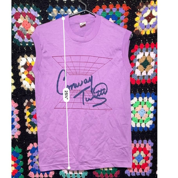 Conway Twitty Purple Vintage Single Stitch Screen Stars Purple Sleeveless Shirt - Picture 4 of 5